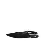 Dolce & Gabbana Black Crystal Charmeuse Slingback Shoes