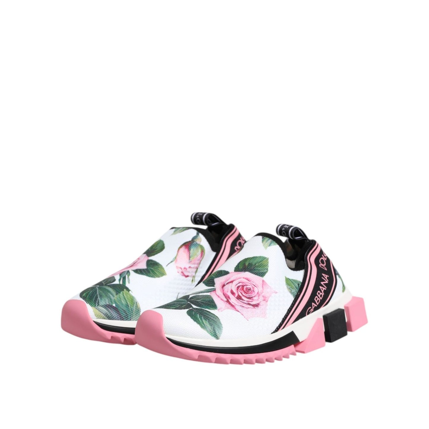 Dolce & Gabbana White Rose Print Sorrento Sneakers Shoes LA12762-36