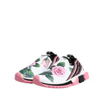 Dolce & Gabbana White Rose Print Sorrento Sneakers Shoes LA12762-36