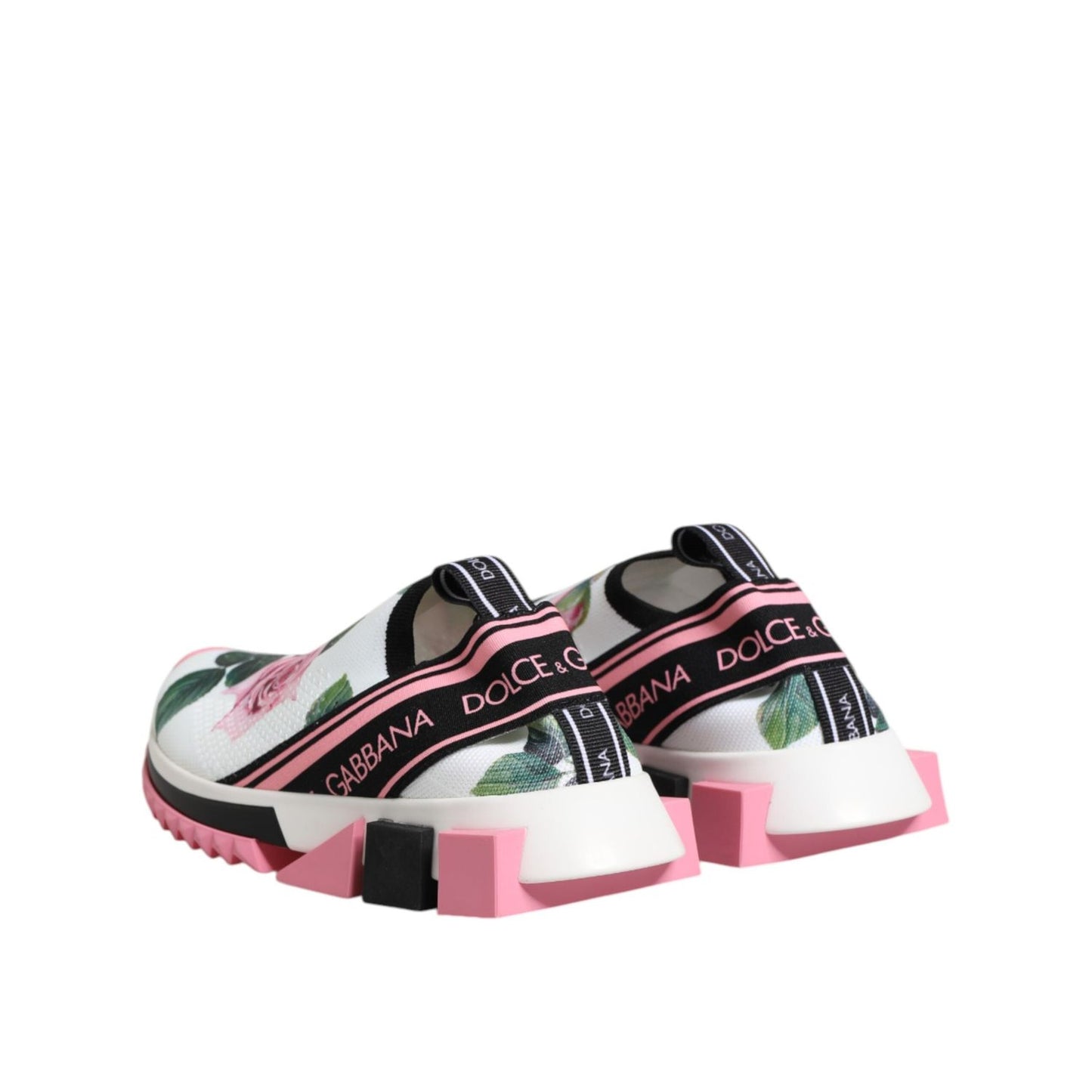 Dolce & Gabbana White Rose Print Sorrento Sneakers Shoes LA12762-36