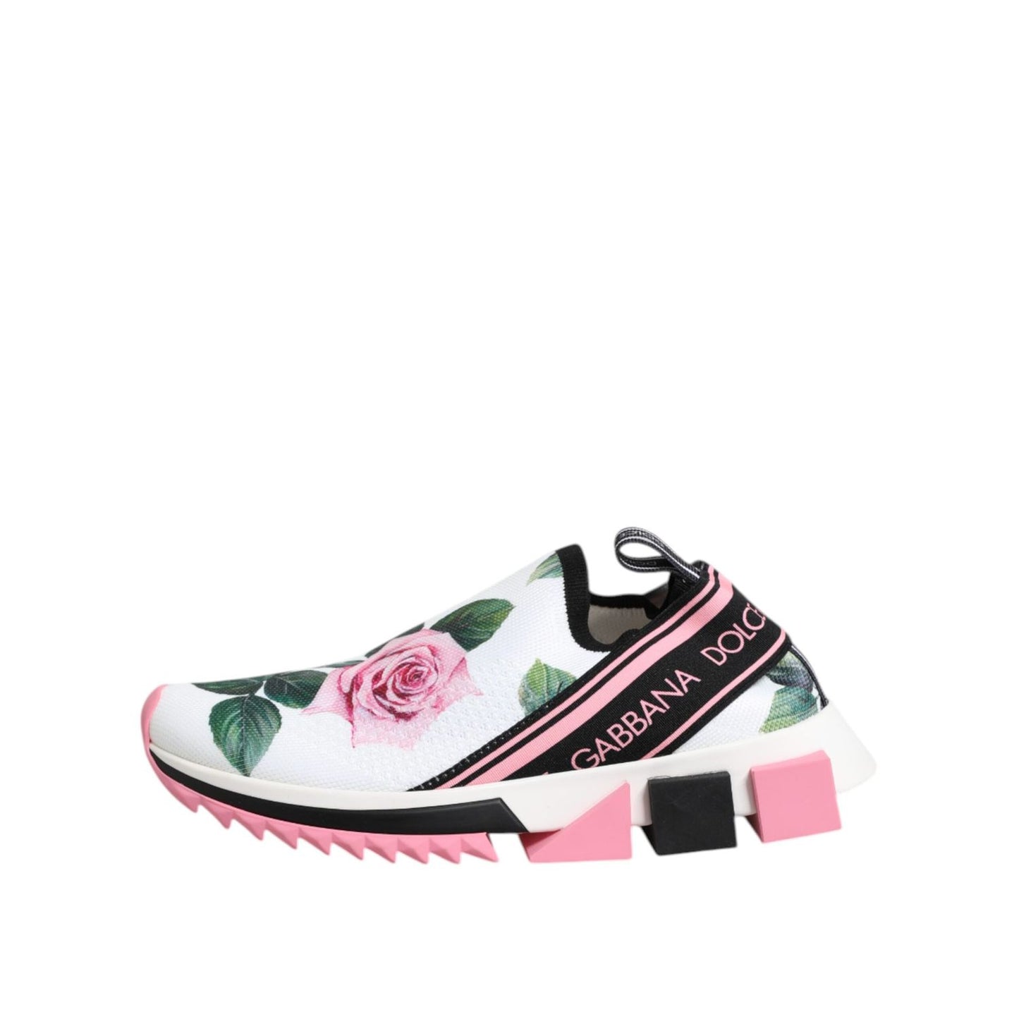 Dolce & Gabbana White Rose Print Sorrento Sneakers Shoes LA12762-36