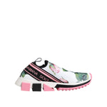 Dolce & Gabbana White Rose Print Sorrento Sneakers Shoes LA12762-36