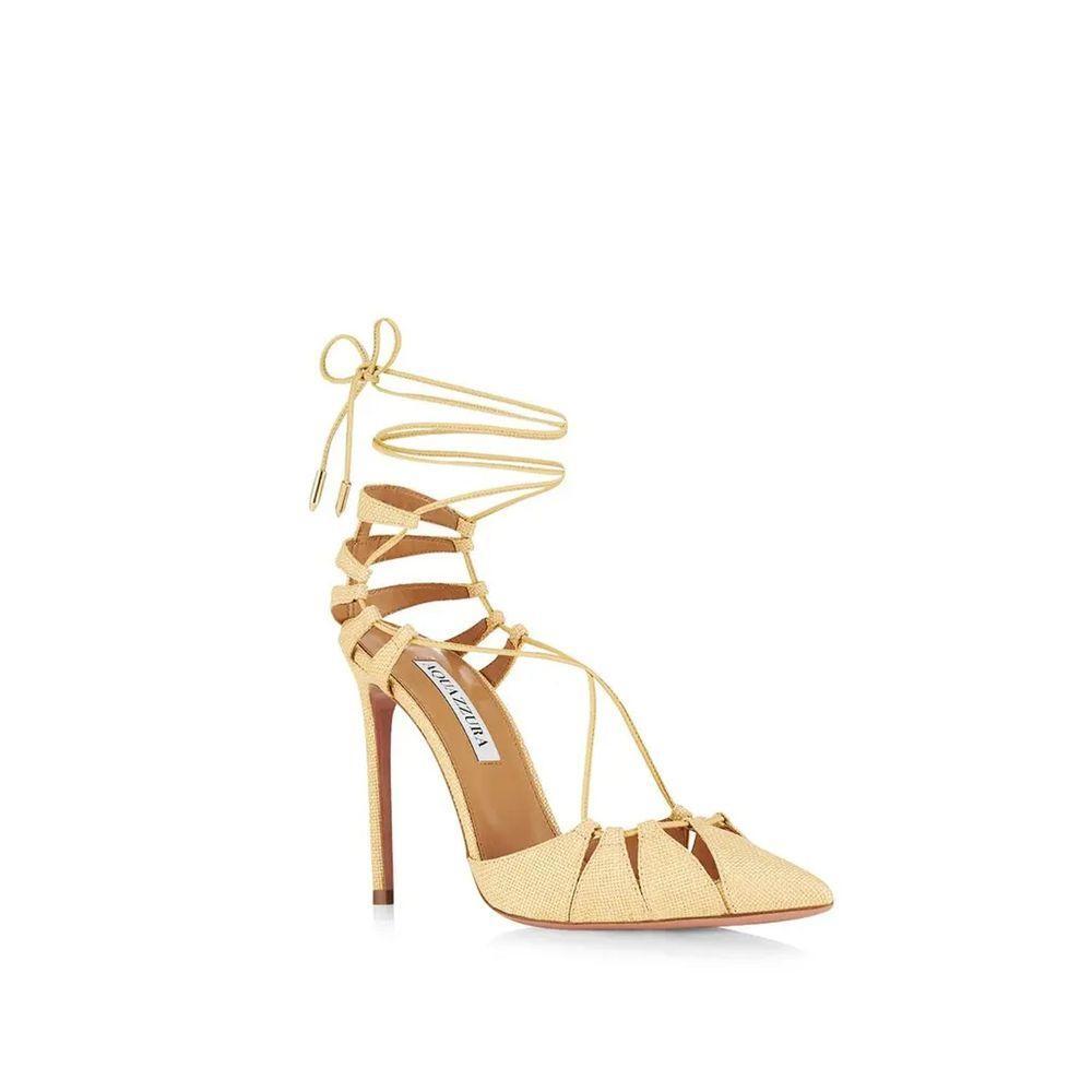 Aquazzura Aquazzurra Bellissima Woven Raffia Stiletto Sandals AQ-8845788315860-EU37/US7