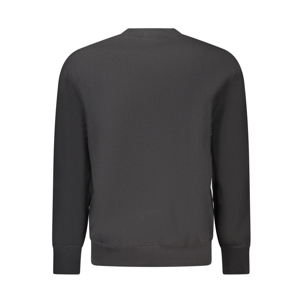 Back view of Calvin Klein Black Cotton Men Sweater showcasing sleek design and crew neck.