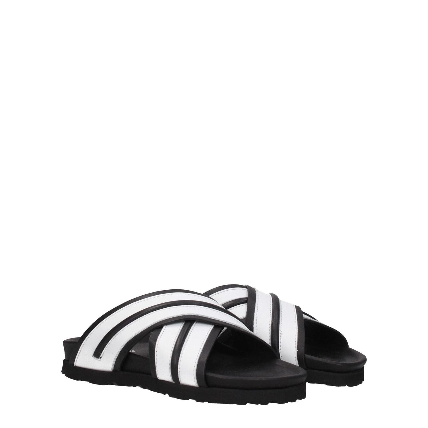 Palm Angels White Leather Slippers Sandals PA-8547346743561-EU35/US5