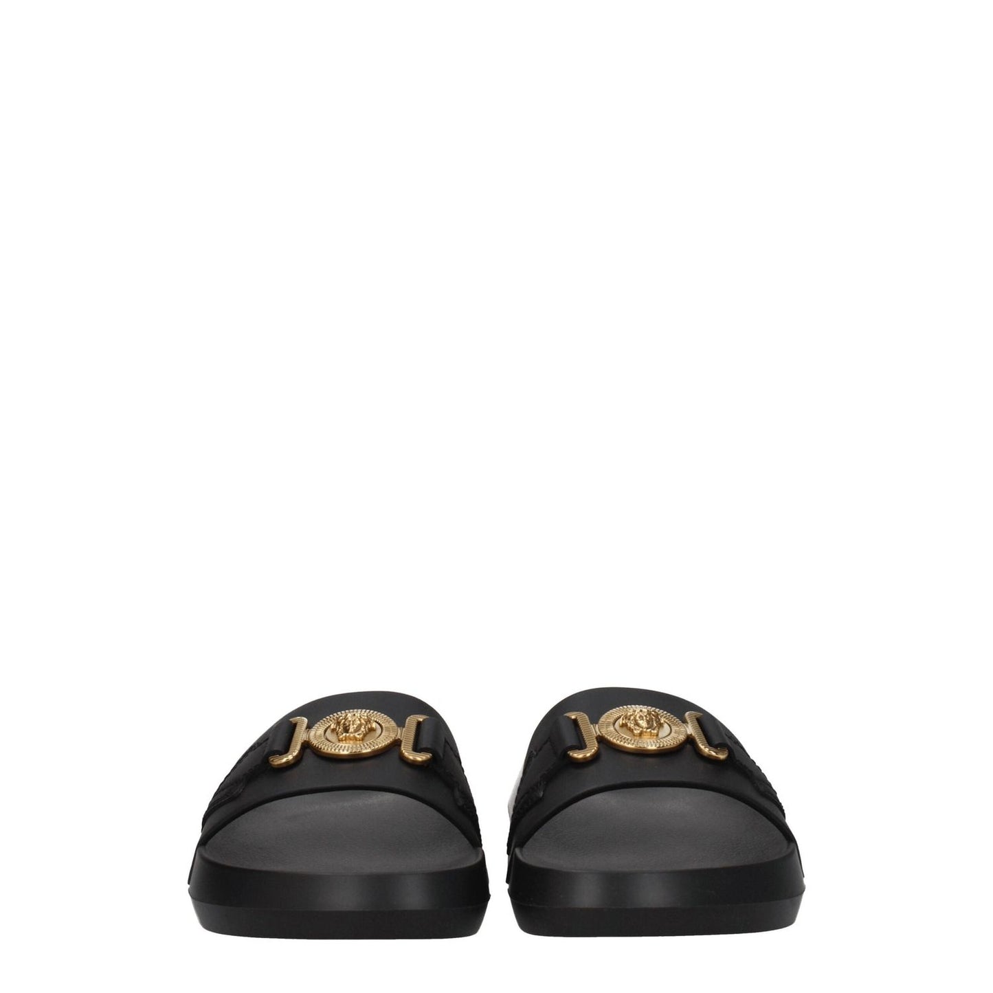 Versace Black Leather Slippers Sandals VE-8547404841225-EU35/US5