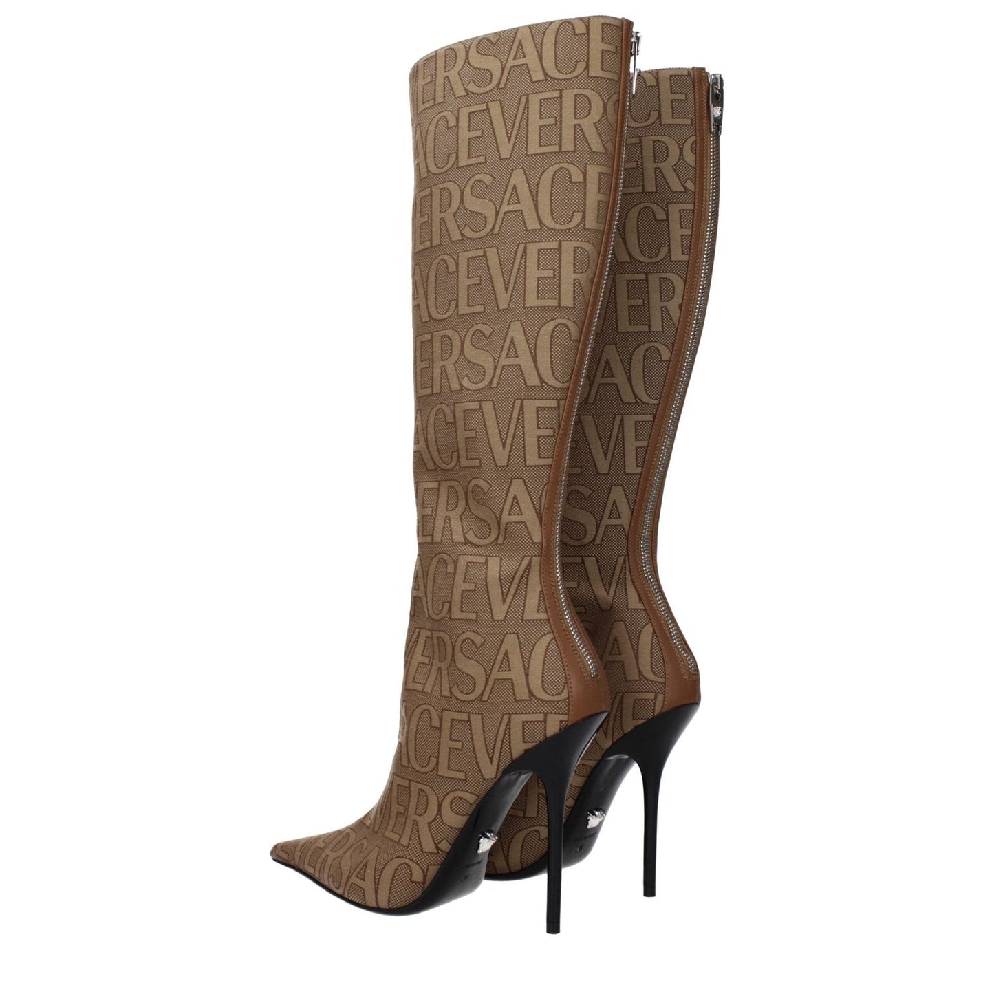 Versace Beige Fabric High Heel Boots VE-8617377366281-EU36/US6