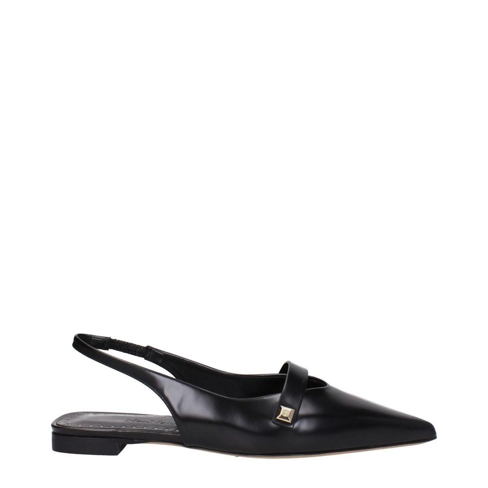 Max Mara Black Leather Ballet Flats MA-9258071130377-EU36/US6