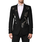 Dolce & Gabbana Black Bee Crown Embellished Suit Coat Blazer JKT41552-50