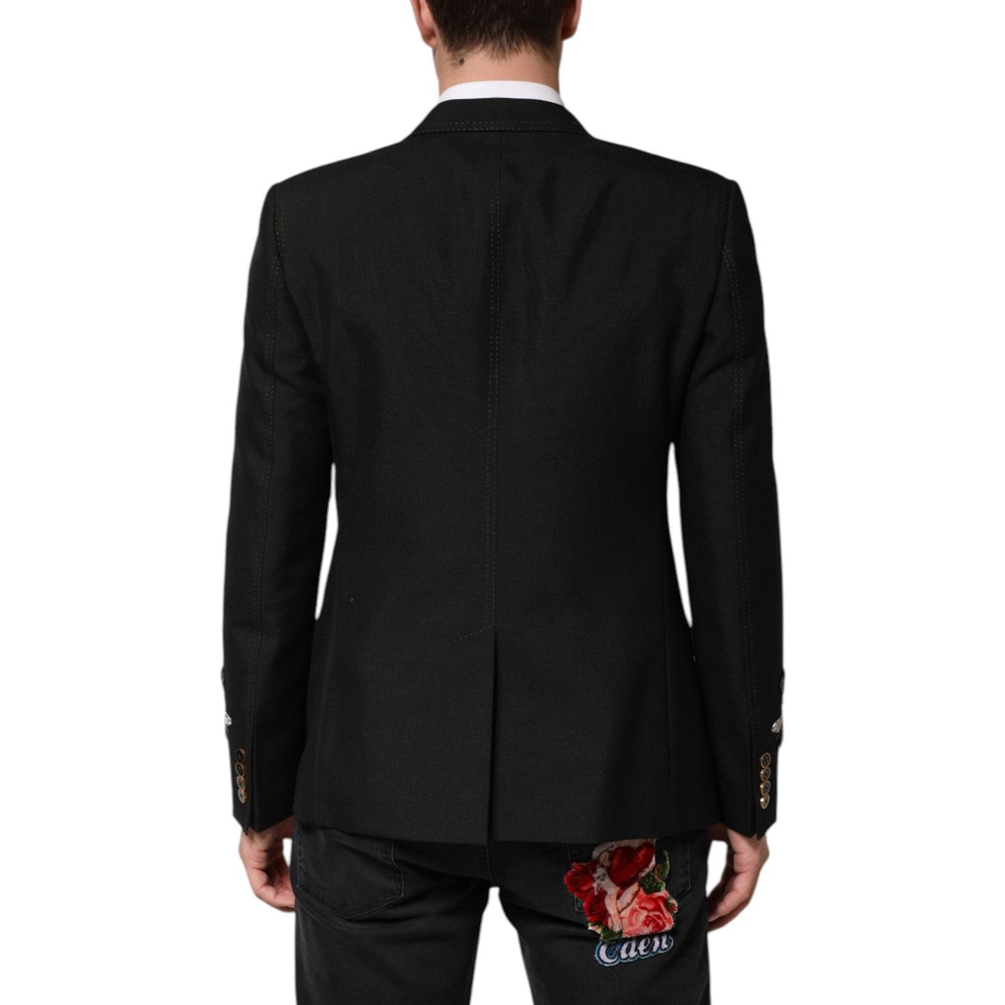 Dolce & Gabbana Black Bee Crown Embellished Suit Coat Blazer JKT41552-50