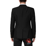Dolce & Gabbana Black Bee Crown Embellished Suit Coat Blazer JKT41552-50