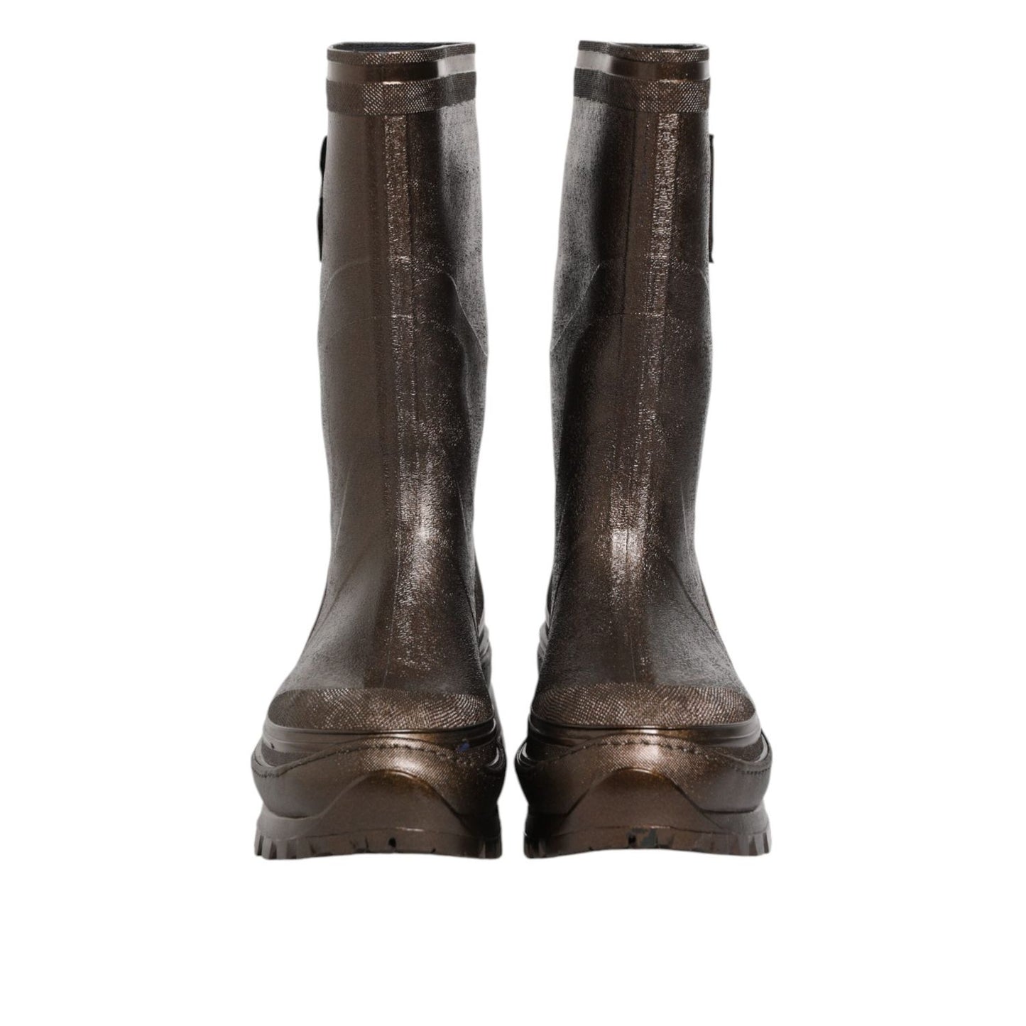 Dolce & Gabbana Metallic Brown Pull On Rain Boots Shoes MV7814-45