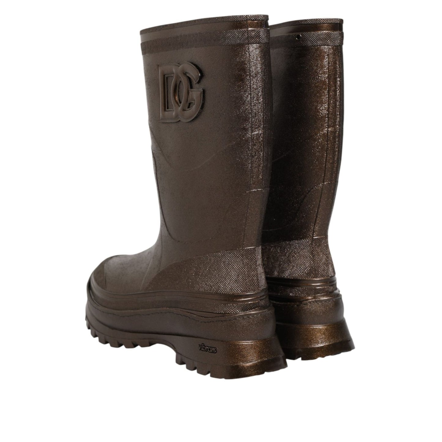 Dolce & Gabbana Metallic Brown Pull On Rain Boots Shoes MV7814-45