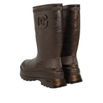 Dolce & Gabbana Metallic Brown Pull On Rain Boots Shoes MV7814-45