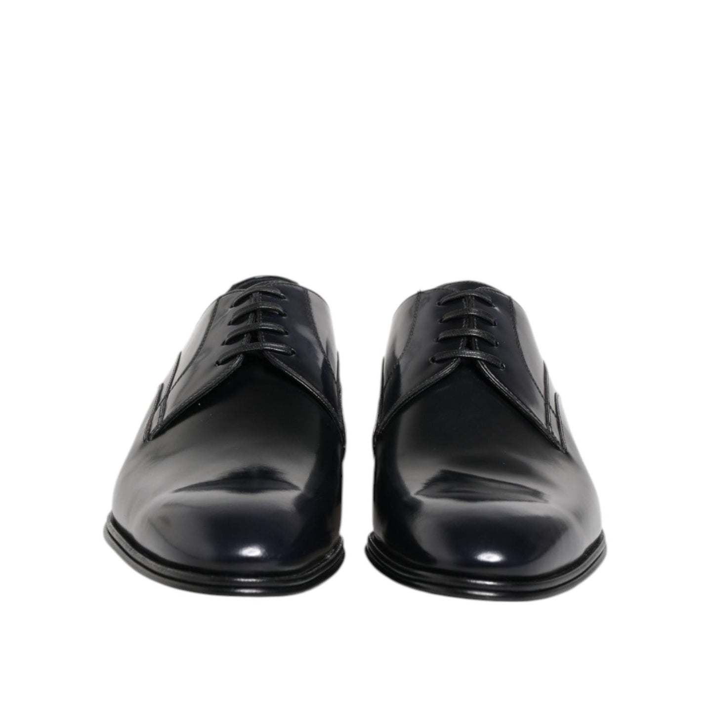 Dolce & Gabbana Navy Blue Leather Lace Up Derby Formal Shoes