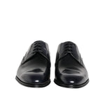 Dolce & Gabbana Navy Blue Leather Lace Up Derby Formal Shoes