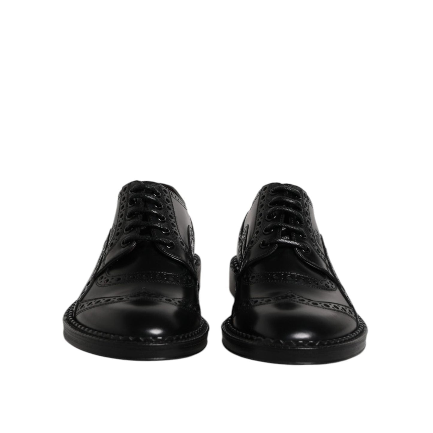 Dolce & Gabbana Black Leather Lace Up Men Derby Formal Shoes