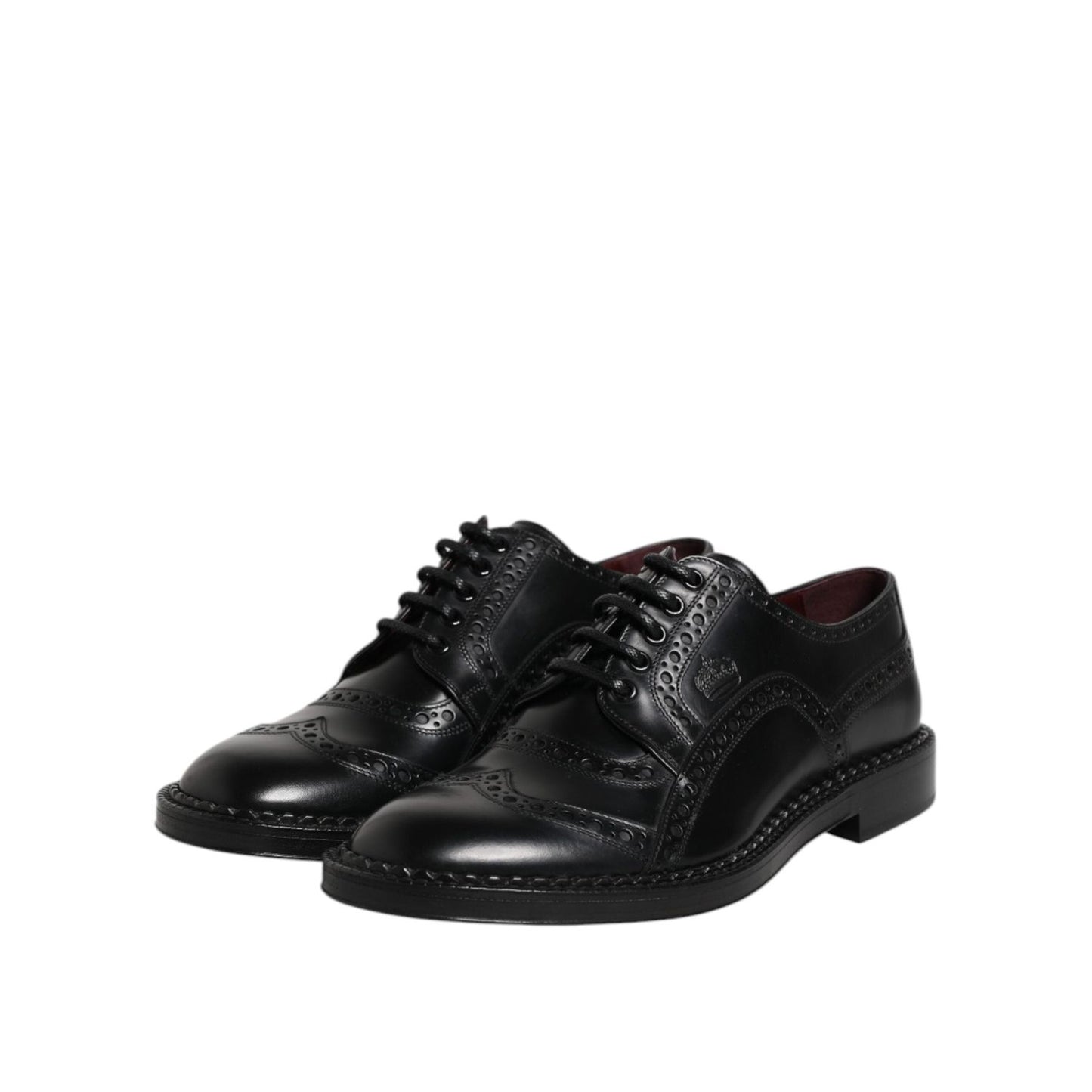Dolce & Gabbana Black Leather Lace Up Men Derby Formal Shoes