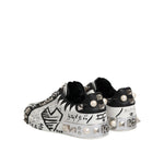 Dolce & Gabbana Black White Studded Low Top Sneakers Shoes