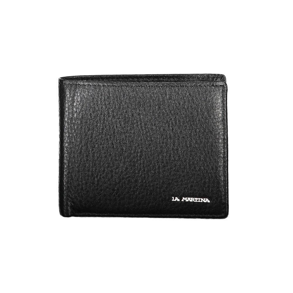 La Martina Black Leather Wallet LA-20583