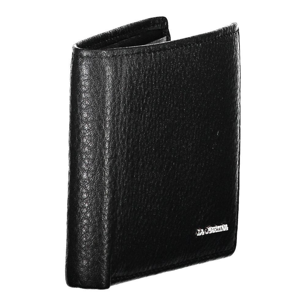 La Martina Black Leather Wallet LA-20583