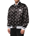 Dolce & Gabbana Black Polyester Heart Print Bomber Jacket JKT41524-52