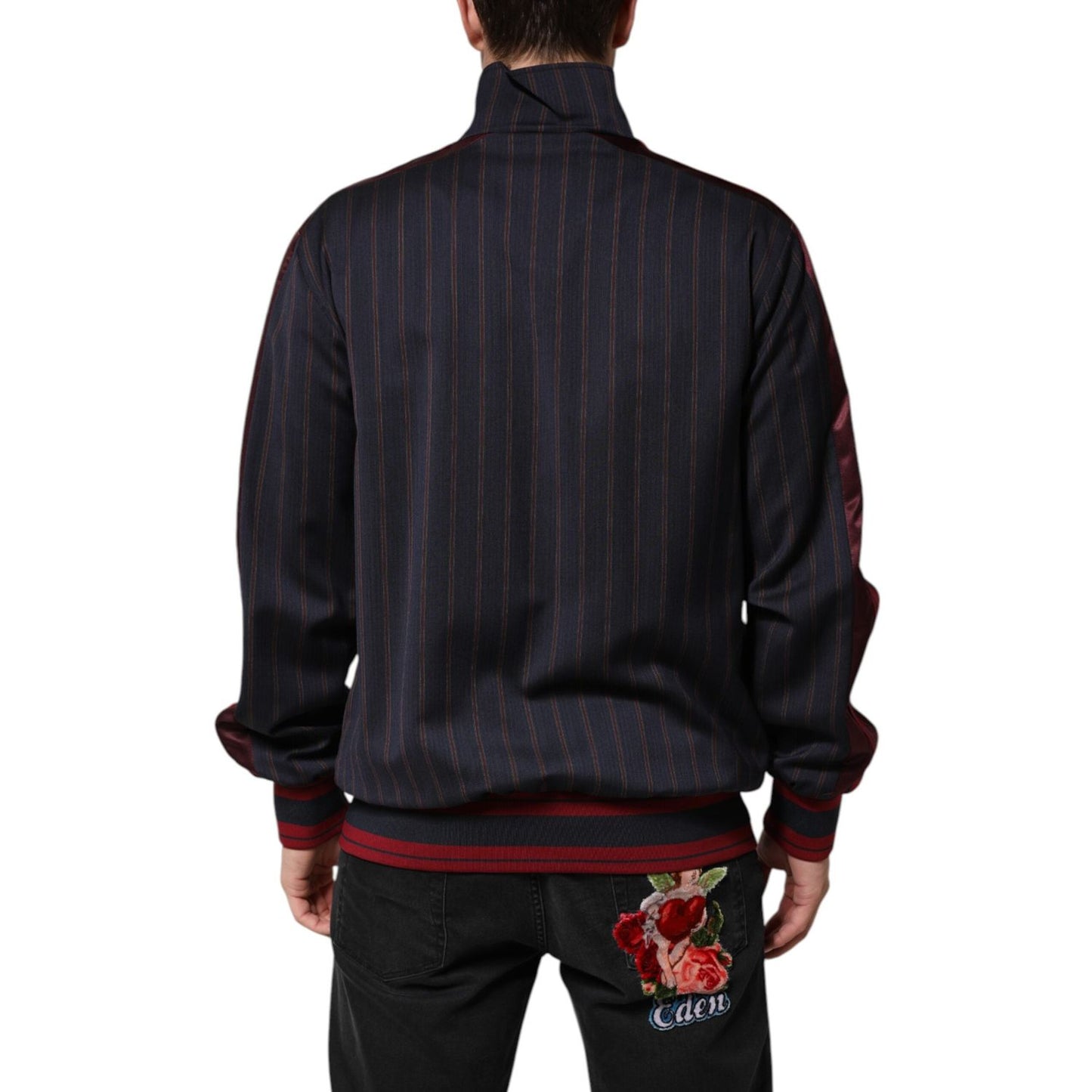 Dolce & Gabbana Blue Red Striped Logo Plaque Full Zip Jacket JKT41558-50