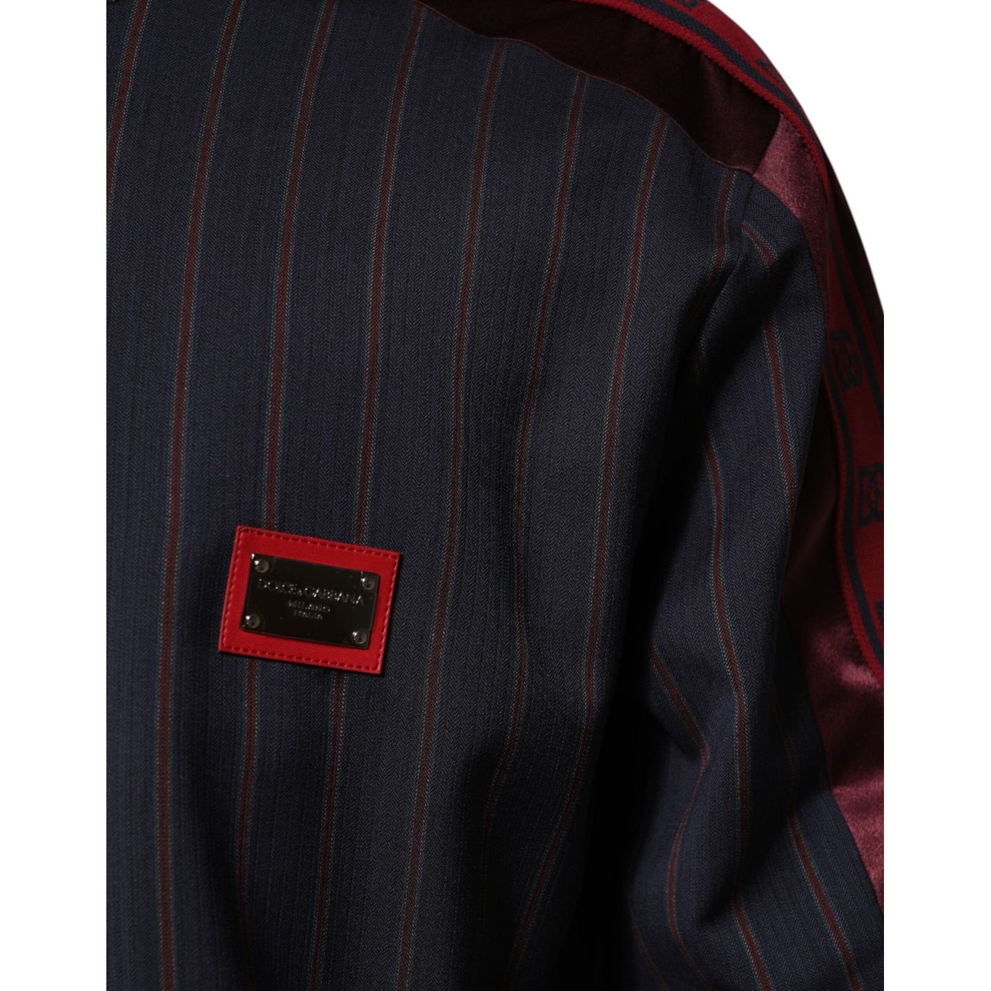Dolce & Gabbana Blue Red Striped Logo Plaque Full Zip Jacket JKT41558-50