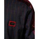 Dolce & Gabbana Blue Red Striped Logo Plaque Full Zip Jacket JKT41558-50