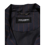 Dolce & Gabbana Blue Red Striped Logo Plaque Full Zip Jacket JKT41558-50