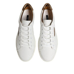 Dolce & Gabbana White Brown Leather Low Top Men Sneakers Shoes MV7383-43