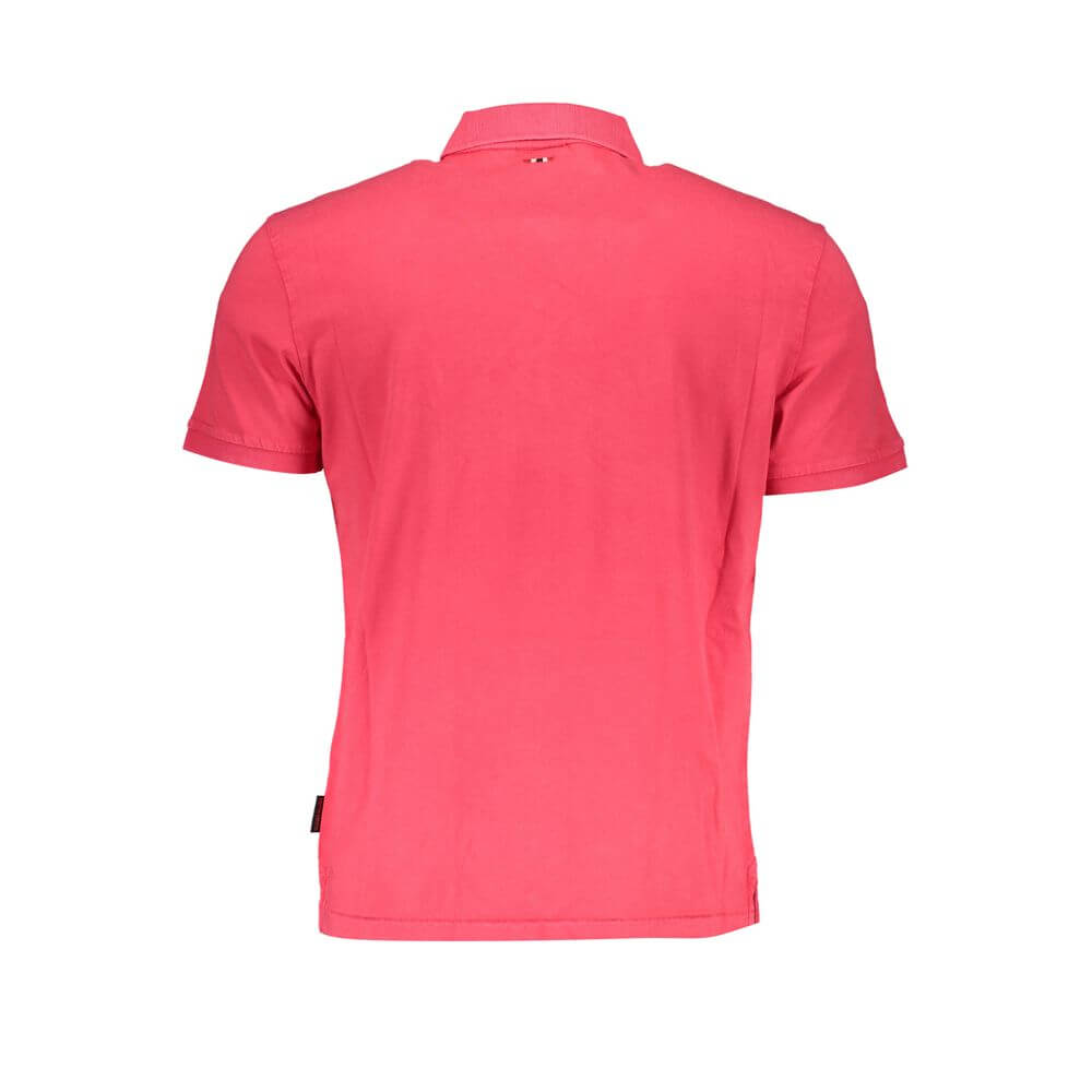Back view of Napapijri Pink Cotton Polo Shirt with short sleeves and regular fit.