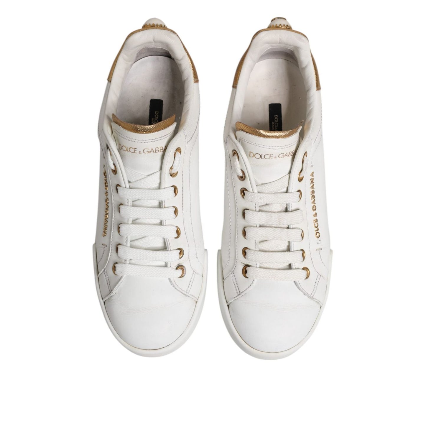 Dolce & Gabbana White Leather Low Top Women Sneakers Shoes LA12749-38