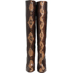 Dolce & Gabbana Brown Python Snakeskin Print Riding Boots Shoes LA12866-36.5