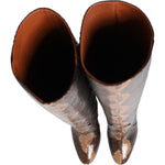 Dolce & Gabbana Brown Python Snakeskin Print Riding Boots Shoes LA12866-36.5