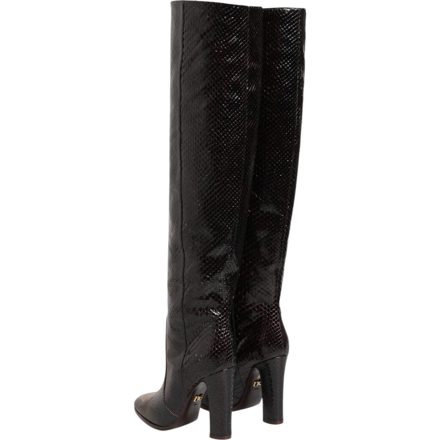 Dolce & Gabbana Brown Python Snakeskin Print Riding Boots Shoes LA12866-36.5