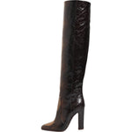 Dolce & Gabbana Brown Python Snakeskin Print Riding Boots Shoes LA12866-36.5