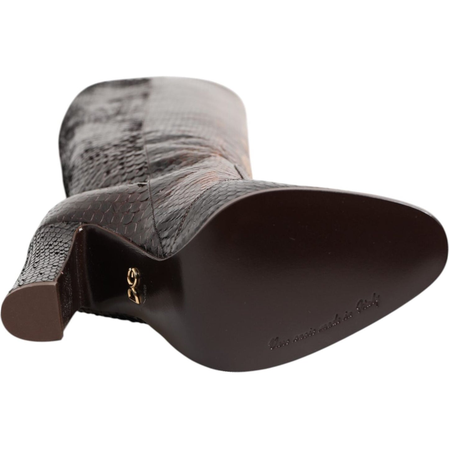 Dolce & Gabbana Brown Python Snakeskin Print Riding Boots Shoes LA12866-36.5