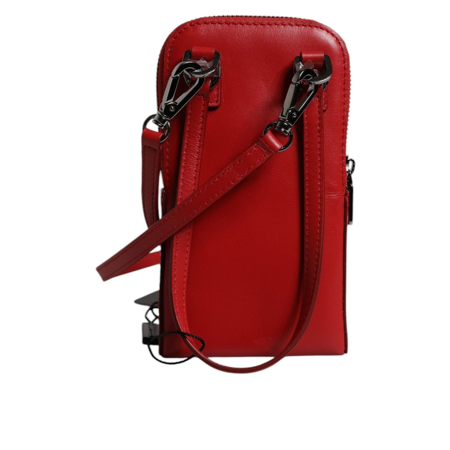 Dolce & Gabbana Red Leather Purse Phone Sling Crossbody Neck Strap Bag BAG4703