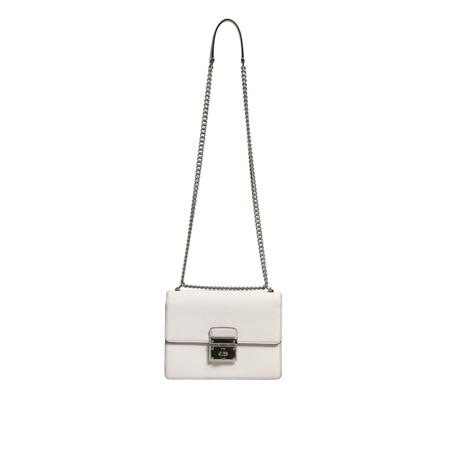 Dolce & Gabbana White Rosalia Small Calfskin Chain Shoulder Strap Bag
