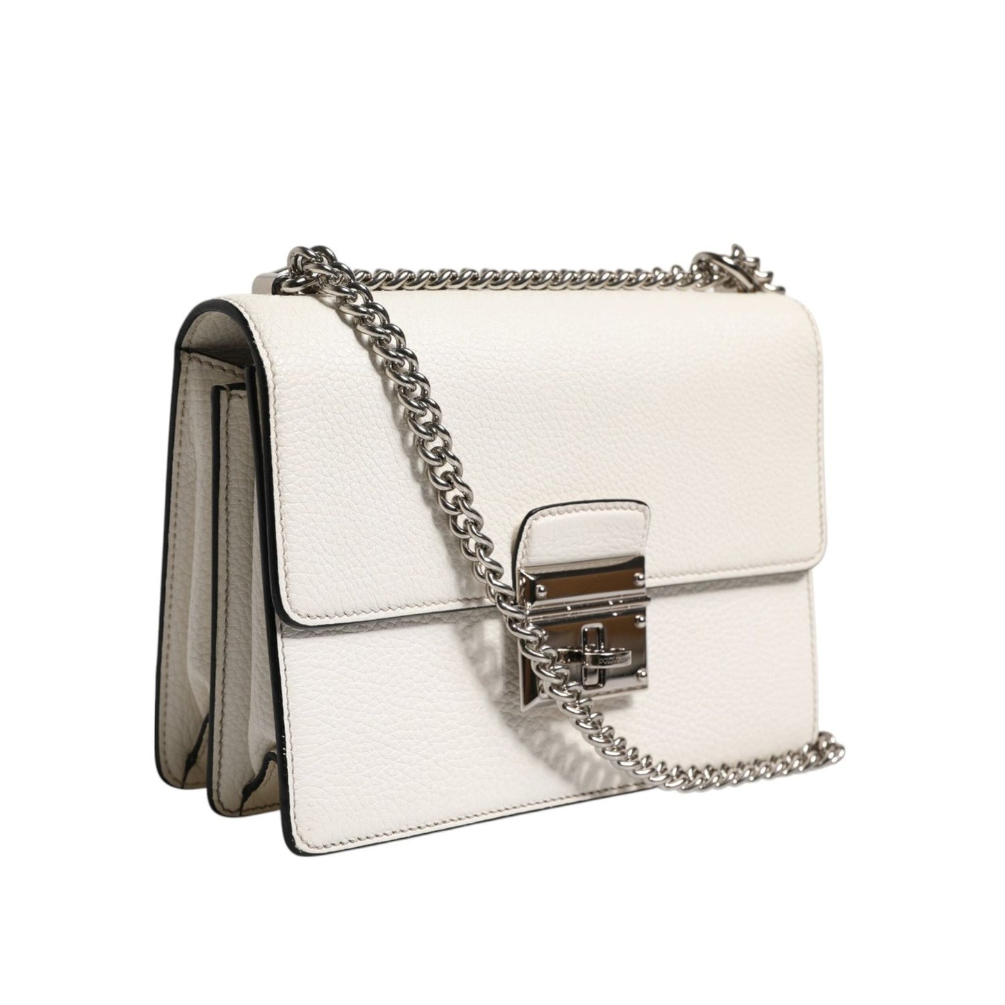 Dolce & Gabbana White Rosalia Small Calfskin Chain Shoulder Strap Bag