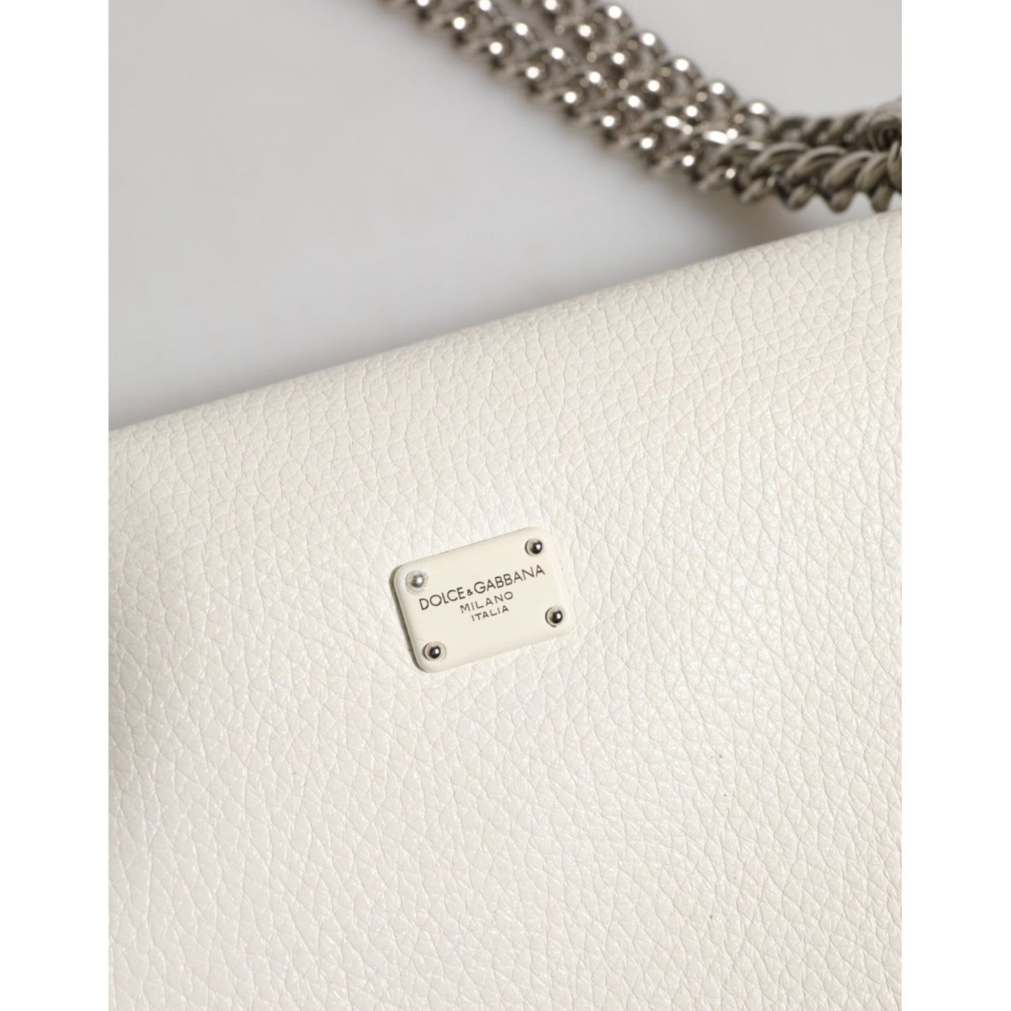 Dolce & Gabbana White Rosalia Small Calfskin Chain Shoulder Strap Bag