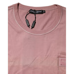 Dolce & Gabbana Pink Logo Plaque Cotton Crew Neck T-shirt