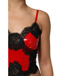 Dolce & Gabbana Red Black Lace Trim Polyester Sleeveless Tank Top TSH90624-2