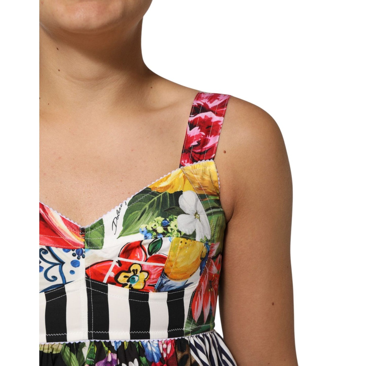 Dolce & Gabbana Multicolor Patchwork Cotton AlineMini Dress DR81678-36