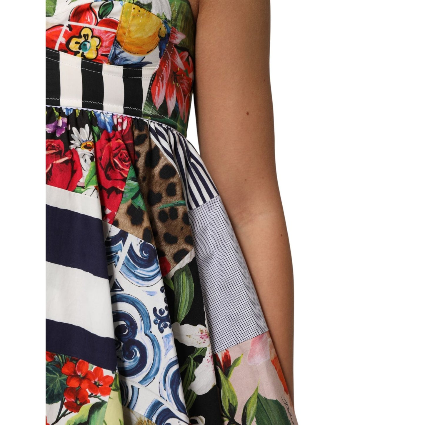 Dolce & Gabbana Multicolor Patchwork Cotton AlineMini Dress DR81678-36