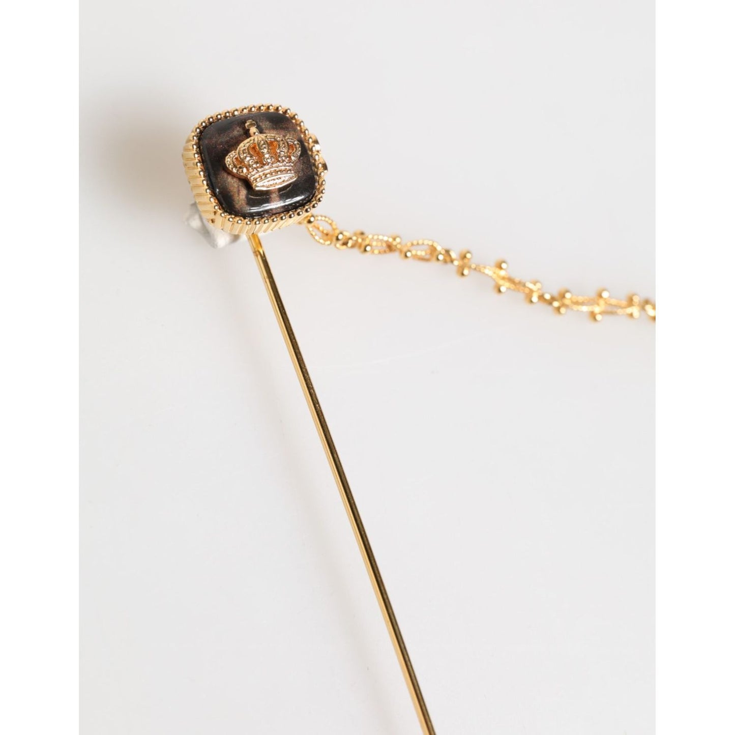 Dolce & Gabbana DG Crown Gold Chain Mens Accessories Brooch Lapel Pin