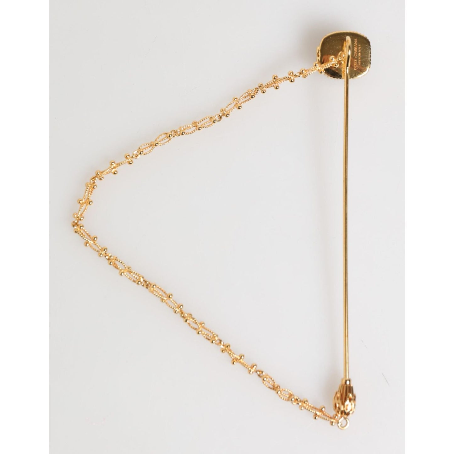 Dolce & Gabbana DG Crown Gold Chain Mens Accessories Brooch Lapel Pin