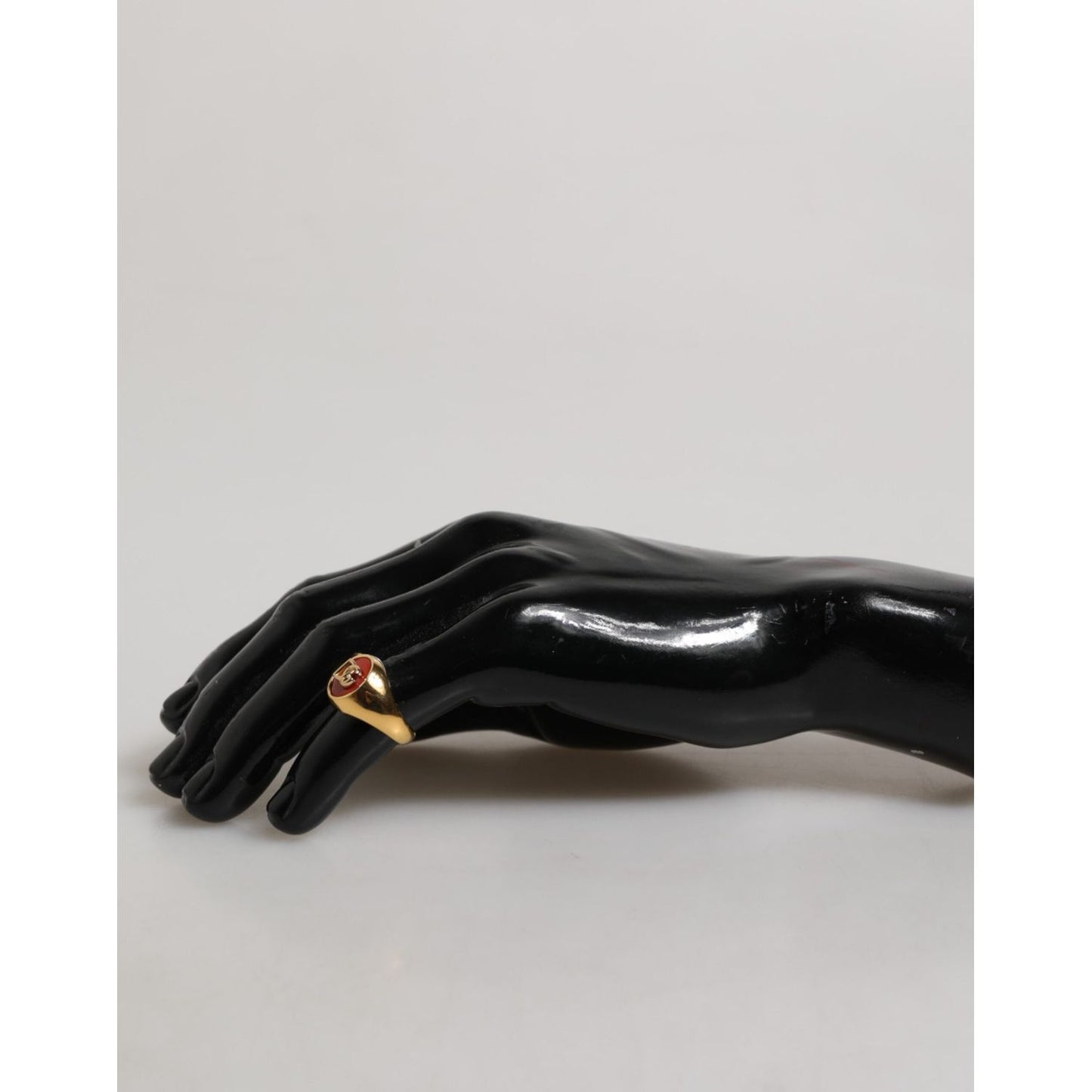 Dolce & Gabbana Gold Tone Real Brass Red DG Logo Men Ring SMY11229-58
