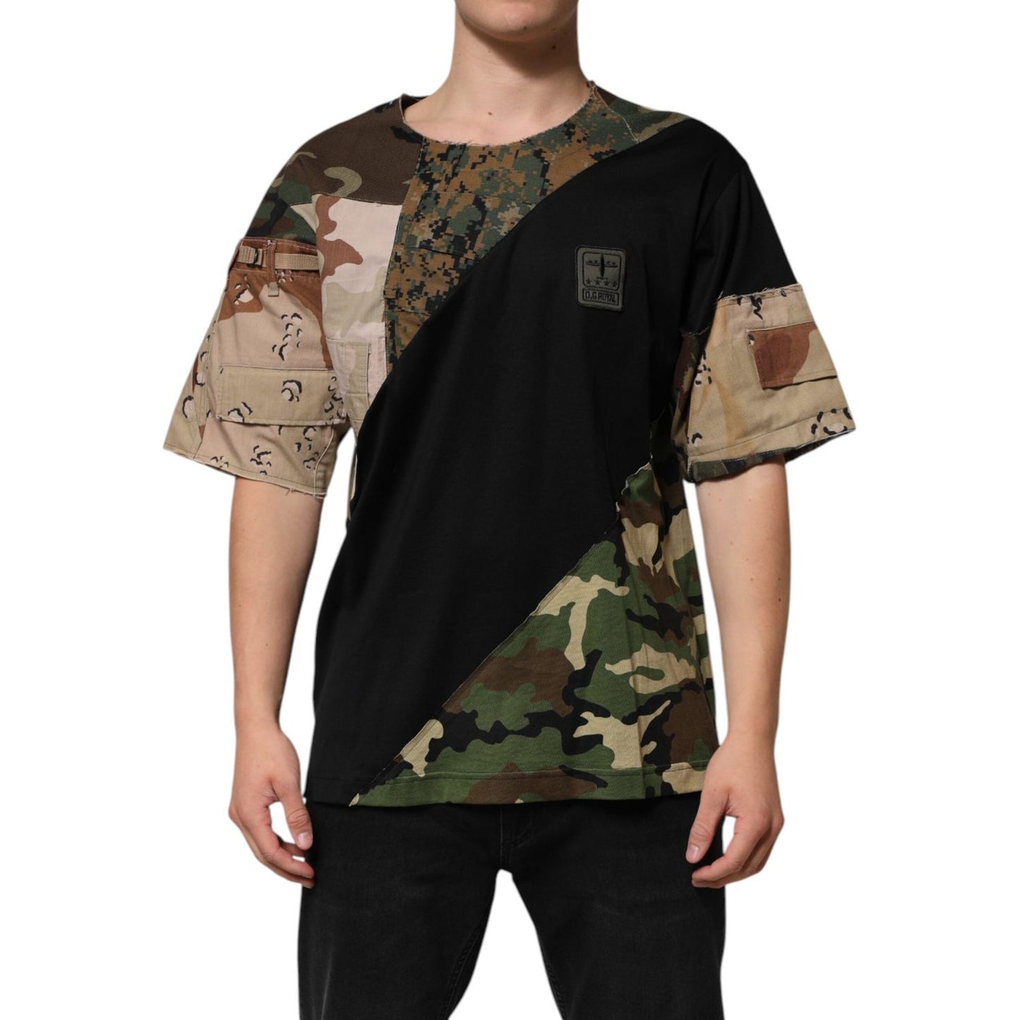 Dolce & Gabbana Multicolor Patchwork Cotton CrewNeck T-shirt TSH90593-48